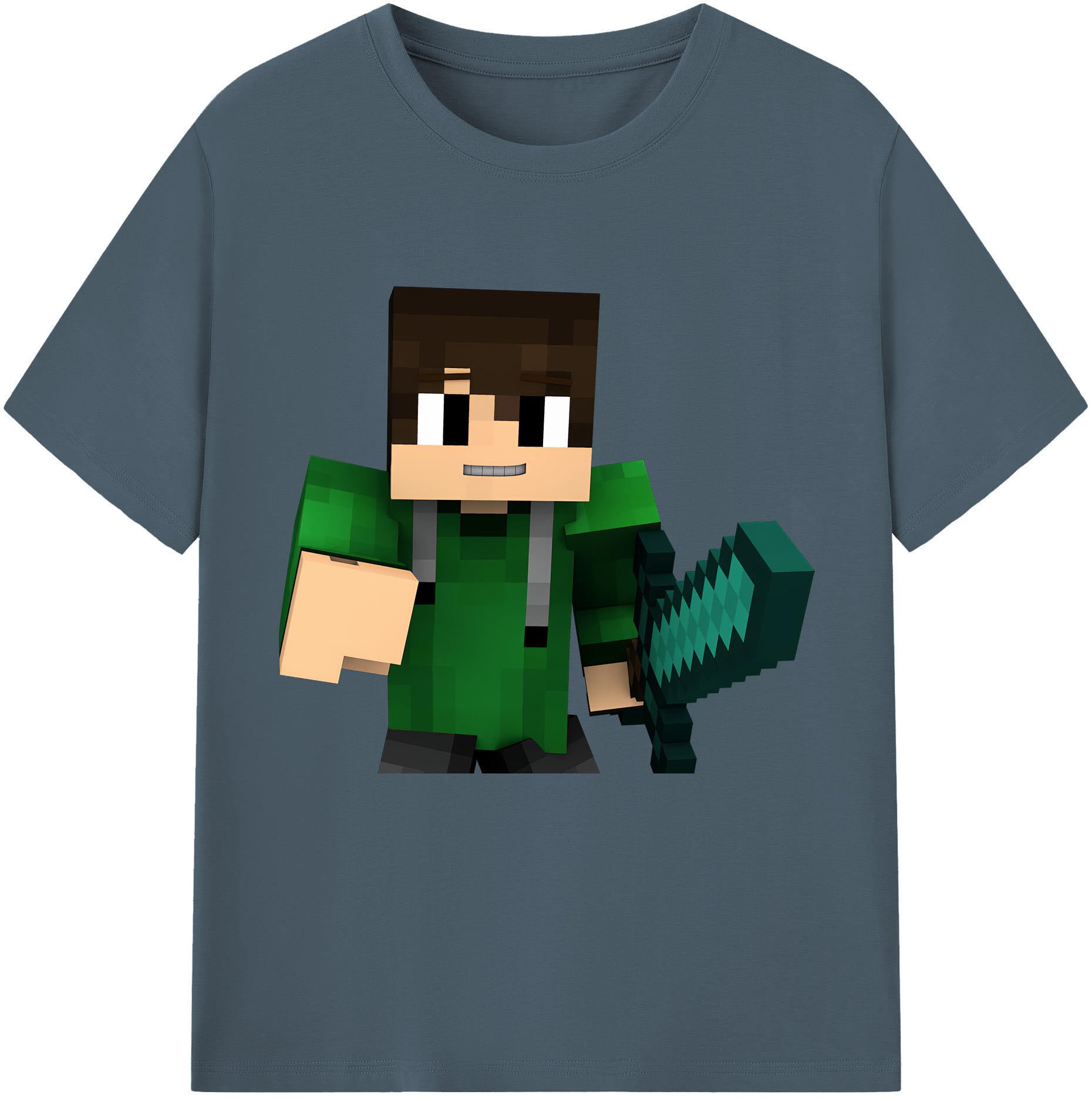 （画像用） マインクラフト ブロックの世界 Minecraft MC Block world 綿100％半袖Tシャツ（フロントプリント）